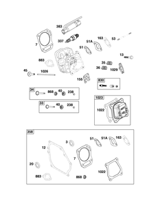 Cylinder Head Group Diagram and Parts List for 10R232-0026-F1 100000 - 19Z999 Briggs and Stratton Engine